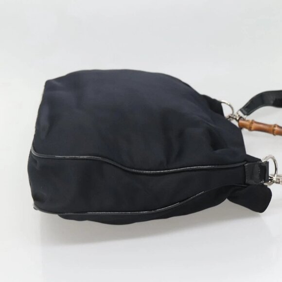 GUCCI Bamboo Hand Bag Nylon 2way Black Silver 001 1705 1577 Auth ti3394 - Picture 5 of 16